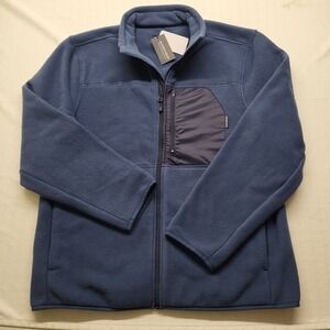 New Mizzen Main Alpine Fleece Jacket Mens Large Blue Full Zip Pullover Polyester